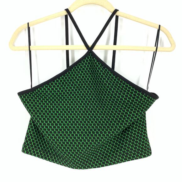 Zara Green Black Crop Halter Top Women's Size Medium - Picture 6 of 6
